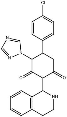 5-(4-CHLOROPHENYL)-2-(1,2,3,4-TETRAHYDRO-1-ISOQUINOLINYL)-4-(1H-1,2,4-TRIAZOL-1-YL)-1,3-CYCLOHEXANEDIONE Struktur