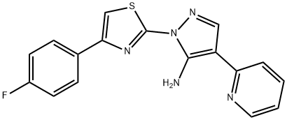 1-[4-(4-FLUOROPHENYL)-1,3-THIAZOL-2-YL]-4-(2-PYRIDINYL)-1H-PYRAZOL-5-AMINE Struktur