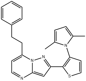 2-[3-(2,5-DIMETHYL-1H-PYRROL-1-YL)-2-THIENYL]-7-PHENETHYLPYRAZOLO[1,5-A]PYRIMIDINE Struktur