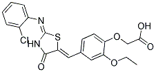 [4-((Z)-{(2E)-2-[(2-CHLOROPHENYL)IMINO]-4-OXO-1,3-THIAZOLIDIN-5-YLIDENE}METHYL)-2-ETHOXYPHENOXY]ACETIC ACID Struktur