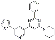 2-PHENYL-4-PIPERIDIN-1-YL-6-(5-THIOPHEN-2-YL-PYRIDIN-3-YL)-PYRIMIDINE Struktur