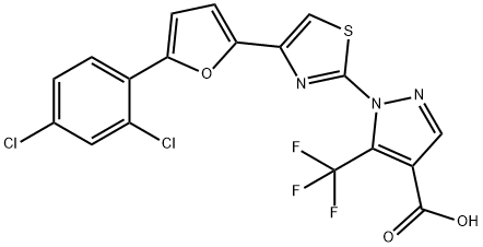 1-(4-[5-(2,4-DICHLOROPHENYL)-2-FURYL]-1,3-THIAZOL-2-YL)-5-(TRIFLUOROMETHYL)-1H-PYRAZOLE-4-CARBOXYLIC ACID Struktur