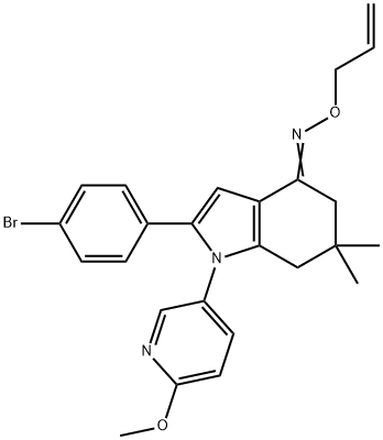 AZA(2-(4-BROMOPHENYL)-1-(6-METHOXY(3-PYRIDYL))-6,6-DIMETHYL(5,6,7-TRIHYDROINDOL-4-YLIDENE))PROP-2-ENYLOXYMETHANE Struktur