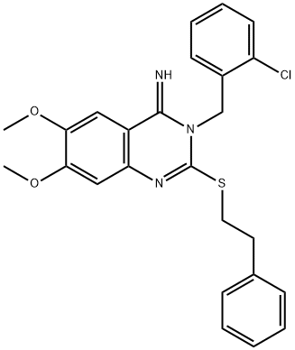 3-(2-CHLOROBENZYL)-6,7-DIMETHOXY-2-(PHENETHYLSULFANYL)-4(3H)-QUINAZOLINIMINE Struktur