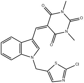 5-((1-[(2-CHLORO-1,3-THIAZOL-5-YL)METHYL]-1H-INDOL-3-YL)METHYLENE)-1,3-DIMETHYL-2,4,6(1H,3H,5H)-PYRIMIDINETRIONE Struktur