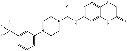 N-(3-OXO-3,4-DIHYDRO-2H-1,4-BENZOXAZIN-6-YL)-4-[3-(TRIFLUOROMETHYL)PHENYL]TETRAHYDRO-1(2H)-PYRAZINECARBOXAMIDE Struktur