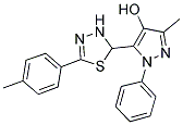 3-METHYL-5-[5-(4-METHYLPHENYL)-2,3-DIHYDRO-1,3,4-THIADIAZOL-2-YL]-1-PHENYL-1H-PYRAZOL-4-OL Struktur