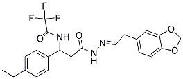 N-[3-(2-[(E)-2-(1,3-BENZODIOXOL-5-YL)ETHYLIDENE]HYDRAZINO)-1-(4-ETHYLPHENYL)-3-OXOPROPYL]-2,2,2-TRIFLUOROACETAMIDE Struktur