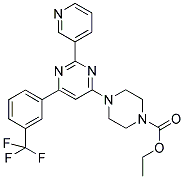 4-[2-PYRIDIN-3-YL-6-(3-TRIFLUOROMETHYL-PHENYL)-PYRIMIDIN-4-YL]-PIPERAZINE-1-CARBOXYLIC ACID ETHYL ESTER Struktur