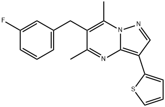 6-(3-FLUOROBENZYL)-5,7-DIMETHYL-3-(2-THIENYL)PYRAZOLO[1,5-A]PYRIMIDINE Struktur