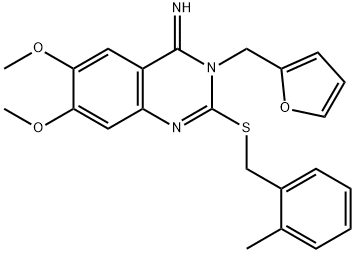 3-(2-FURYLMETHYL)-6,7-DIMETHOXY-2-[(2-METHYLBENZYL)SULFANYL]-4(3H)-QUINAZOLINIMINE Struktur