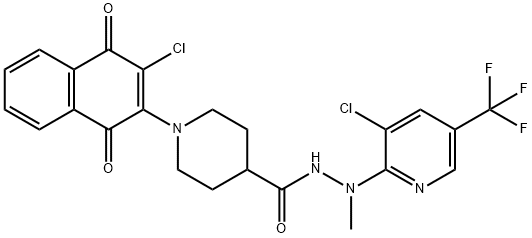 1-(3-CHLORO-1,4-DIOXO-1,4-DIHYDRO-2-NAPHTHALENYL)-N'-[3-CHLORO-5-(TRIFLUOROMETHYL)-2-PYRIDINYL]-N'-METHYL-4-PIPERIDINECARBOHYDRAZIDE Struktur