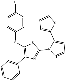 4-CHLOROPHENYL 4-PHENYL-2-[5-(2-THIENYL)-1H-PYRAZOL-1-YL]-1,3-THIAZOL-5-YL SULFIDE Struktur