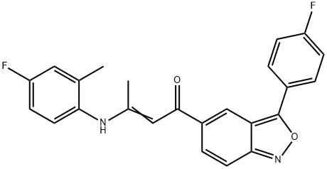 (Z)-3-(4-FLUORO-2-METHYLANILINO)-1-[3-(4-FLUOROPHENYL)-2,1-BENZISOXAZOL-5-YL]-2-BUTEN-1-ONE Struktur