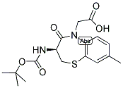 (S)-3-BOC-AMINO-5-(CARBOXYMETHYL)-2,3-DIHYDRO-8-METHYL-1,5-BENZOTHIAZEPIN-4(5H)-ONE Struktur