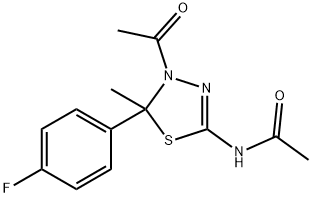 N-[4-ACETYL-5-(4-FLUOROPHENYL)-5-METHYL-4,5-DIHYDRO-1,3,4-THIADIAZOL-2-YL]ACETAMIDE Struktur