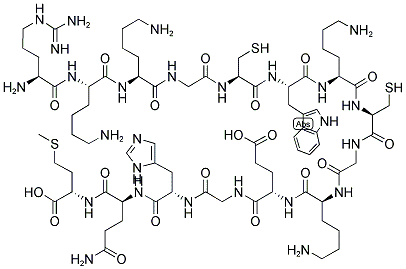 H-ARG-LYS-LYS-GLY-CYS-TRP-LYS-CYS-GLY-LYS-GLU-GLY-HIS-GLN-MET-OH Struktur