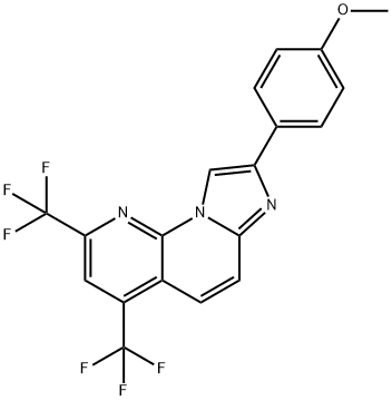 4-[2,4-BIS(TRIFLUOROMETHYL)IMIDAZO[1,2-A][1,8]NAPHTHYRIDIN-8-YL]PHENYL METHYL ETHER Struktur