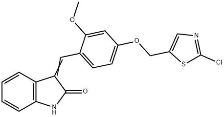 3-((Z)-(4-[(2-CHLORO-1,3-THIAZOL-5-YL)METHOXY]-2-METHOXYPHENYL)METHYLIDENE)-1H-INDOL-2-ONE Struktur