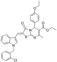 (Z)-ETHYL 2-((1-(2-CHLOROBENZYL)-1H-INDOL-3-YL)METHYLENE)-5-(4-ETHOXYPHENYL)-7-METHYL-3-OXO-3,5-DIHYDRO-2H-THIAZOLO[3,2-A]PYRIMIDINE-6-CARBOXYLATE Struktur