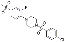 1-[(4-CHLOROPHENYL)SULFONYL]-4-[2-FLUORO-4-(METHYLSULFONYL)PHENYL]PIPERAZINE Struktur