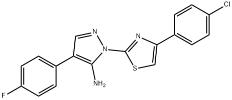 1-[4-(4-CHLOROPHENYL)-1,3-THIAZOL-2-YL]-4-(4-FLUOROPHENYL)-1H-PYRAZOL-5-AMINE Struktur