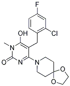 5-(2-CHLORO-4-FLUOROBENZYL)-4-(1,4-DIOXA-8-AZASPIRO[4.5]DEC-8-YL)-6-HYDROXY-1-METHYLPYRIMIDIN-2(1H)-ONE Struktur