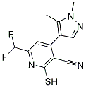 6-DIFLUOROMETHYL-4-(1,5-DIMETHYL-1H-PYRAZOL-4-YL)-2-MERCAPTO-NICOTINONITRILE Structure