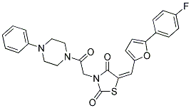 (E)-5-((5-(4-FLUOROPHENYL)FURAN-2-YL)METHYLENE)-3-(2-OXO-2-(4-PHENYLPIPERAZIN-1-YL)ETHYL)THIAZOLIDINE-2,4-DIONE Struktur