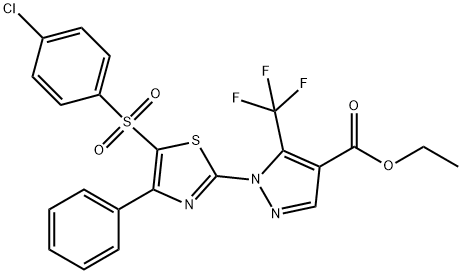 ETHYL 1-(5-[(4-CHLOROPHENYL)SULFONYL]-4-PHENYL-1,3-THIAZOL-2-YL)-5-(TRIFLUOROMETHYL)-1H-PYRAZOLE-4-CARBOXYLATE Struktur