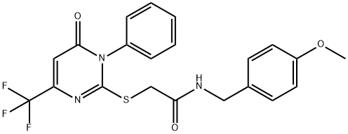 N-(4-METHOXYBENZYL)-2-([6-OXO-1-PHENYL-4-(TRIFLUOROMETHYL)-1,6-DIHYDRO-2-PYRIMIDINYL]SULFANYL)ACETAMIDE Struktur