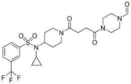 4-[4-(4-(CYCLOPROPYL((3-(TRIFLUOROMETHYL)PHENYL)SULPHONYL)AMINO)PIPERIDIN-1-YL)-1,4-DIOXOBUTYL]PIPERAZINE-1-CARBOXALDEHYDE Struktur