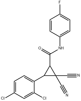 2,2-DICYANO-3-(2,4-DICHLOROPHENYL)-N-(4-FLUOROPHENYL)CYCLOPROPANECARBOXAMIDE Struktur