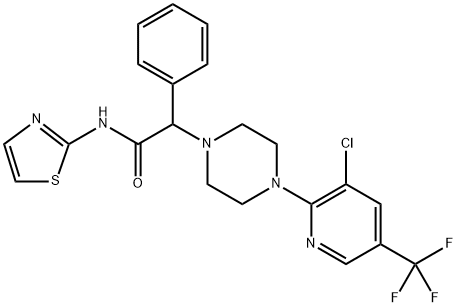 2-(4-[3-CHLORO-5-(TRIFLUOROMETHYL)-2-PYRIDINYL]PIPERAZINO)-2-PHENYL-N-(1,3-THIAZOL-2-YL)ACETAMIDE Struktur