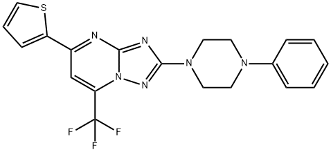 2-(4-PHENYLPIPERAZINO)-5-(2-THIENYL)-7-(TRIFLUOROMETHYL)[1,2,4]TRIAZOLO[1,5-A]PYRIMIDINE Struktur