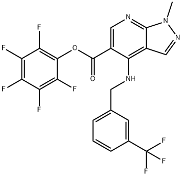 2,3,4,5,6-PENTAFLUOROPHENYL 1-METHYL-4-([3-(TRIFLUOROMETHYL)BENZYL]AMINO)-1H-PYRAZOLO[3,4-B]PYRIDINE-5-CARBOXYLATE Struktur