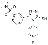 3-[4-(4-FLUORO-PHENYL)-5-MERCAPTO-4H-[1,2,4]TRIAZOL-3-YL]-N,N-DIMETHYL-BENZENESULFONAMIDE Struktur