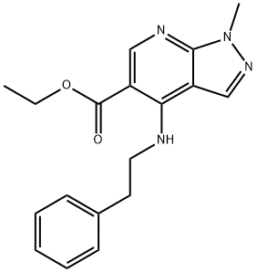 ETHYL 1-METHYL-4-(PHENETHYLAMINO)-1H-PYRAZOLO[3,4-B]PYRIDINE-5-CARBOXYLATE Struktur