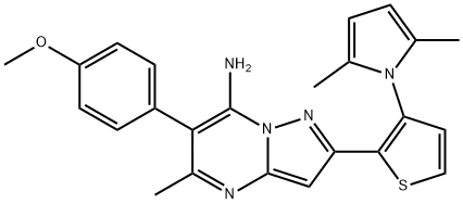 2-[3-(2,5-DIMETHYL-1H-PYRROL-1-YL)-2-THIENYL]-6-(4-METHOXYPHENYL)-5-METHYLPYRAZOLO[1,5-A]PYRIMIDIN-7-AMINE Struktur