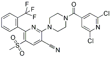 1-[3-CYANO-5-(METHYLSULFONYL)-6-(2-(TRIFLUOROMETHYL)PHENYL)PYRIDIN-2-YL]-4-((2,6-DICHLOROPYRIDIN-4-YL)CARBONYL)PIPERAZINE Struktur