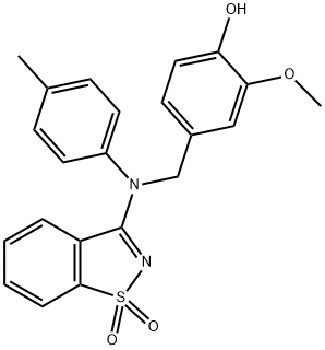 4-([(1,1-DIOXIDO-1,2-BENZISOTHIAZOL-3-YL)(4-METHYLPHENYL)AMINO]METHYL)-2-METHOXYPHENOL Struktur