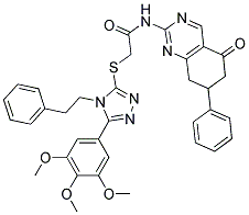 N-(5-OXO-7-PHENYL-5,6,7,8-TETRAHYDROQUINAZOLIN-2-YL)-2-(4-PHENETHYL-5-(3,4,5-TRIMETHOXYPHENYL)-4H-1,2,4-TRIAZOL-3-YLTHIO)ACETAMIDE Struktur