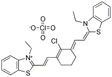 2-[2-[2-CHLORO-3-[2-(3-ETHYL-3H-BENZTHIAZOL-2-YLIDENE)-ETHYLIDENE]-1-CYCLOHEXEN-1-YL]ETHENYL]-3-ETHYL-BENZTHIAZOLIUM PERCHLORATE Struktur