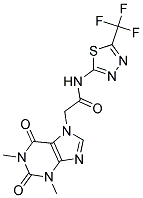 2-(1,3-DIMETHYL-2,6-DIOXO-1,2,3,6-TETRAHYDRO-7H-PURIN-7-YL)-N-[5-(TRIFLUOROMETHYL)-1,3,4-THIADIAZOL-2-YL]ACETAMIDE Struktur