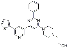 2-(4-[2-PHENYL-6-(5-THIOPHEN-2-YL-PYRIDIN-3-YL)-PYRIMIDIN-4-YL]-PIPERAZIN-1-YL)-ETHANOL Struktur