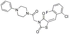 (5E)-5-(2-CHLORO-6-FLUOROBENZYLIDENE)-3-[2-OXO-2-(4-PHENYLPIPERAZIN-1-YL)ETHYL]-1,3-THIAZOLIDINE-2,4-DIONE Struktur