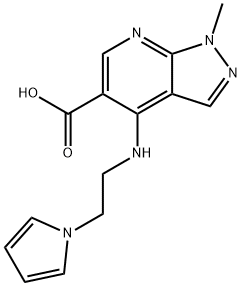 1-METHYL-4-([2-(1H-PYRROL-1-YL)ETHYL]AMINO)-1H-PYRAZOLO[3,4-B]PYRIDINE-5-CARBOXYLIC ACID Struktur