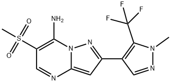 6-(METHYLSULFONYL)-2-[1-METHYL-5-(TRIFLUOROMETHYL)-1H-PYRAZOL-4-YL]PYRAZOLO[1,5-A]PYRIMIDIN-7-AMINE Struktur