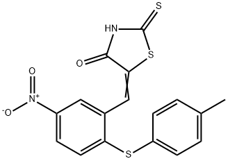 5-((2-[(4-METHYLPHENYL)SULFANYL]-5-NITROPHENYL)METHYLENE)-2-THIOXO-1,3-THIAZOLAN-4-ONE Struktur