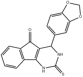 4-(1,3-BENZODIOXOL-5-YL)-2-THIOXO-1,2,3,4-TETRAHYDRO-5H-INDENO[1,2-D]PYRIMIDIN-5-ONE Struktur